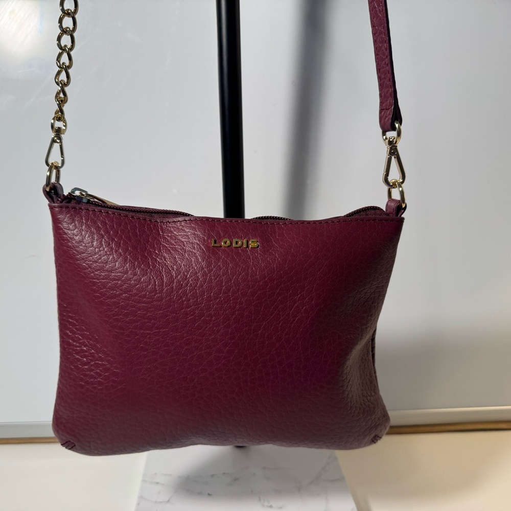 Lodis Plum Mini Leather Crossbody Bag